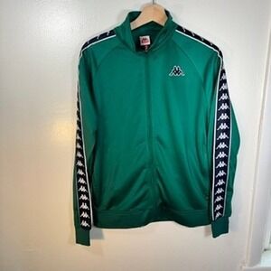 Kappa Track Jacket Mens Sz M Green Tape Logo Sportswear Streetwear